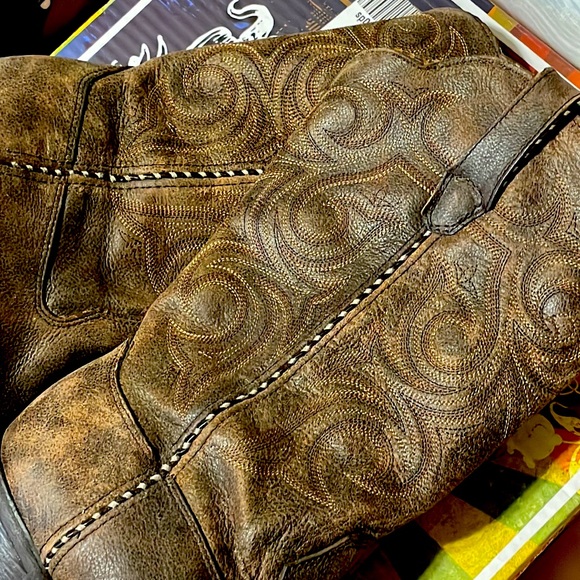 Crush by Durango Scall-upped brown leather cowboy boots 11M - Picture 7 of 7